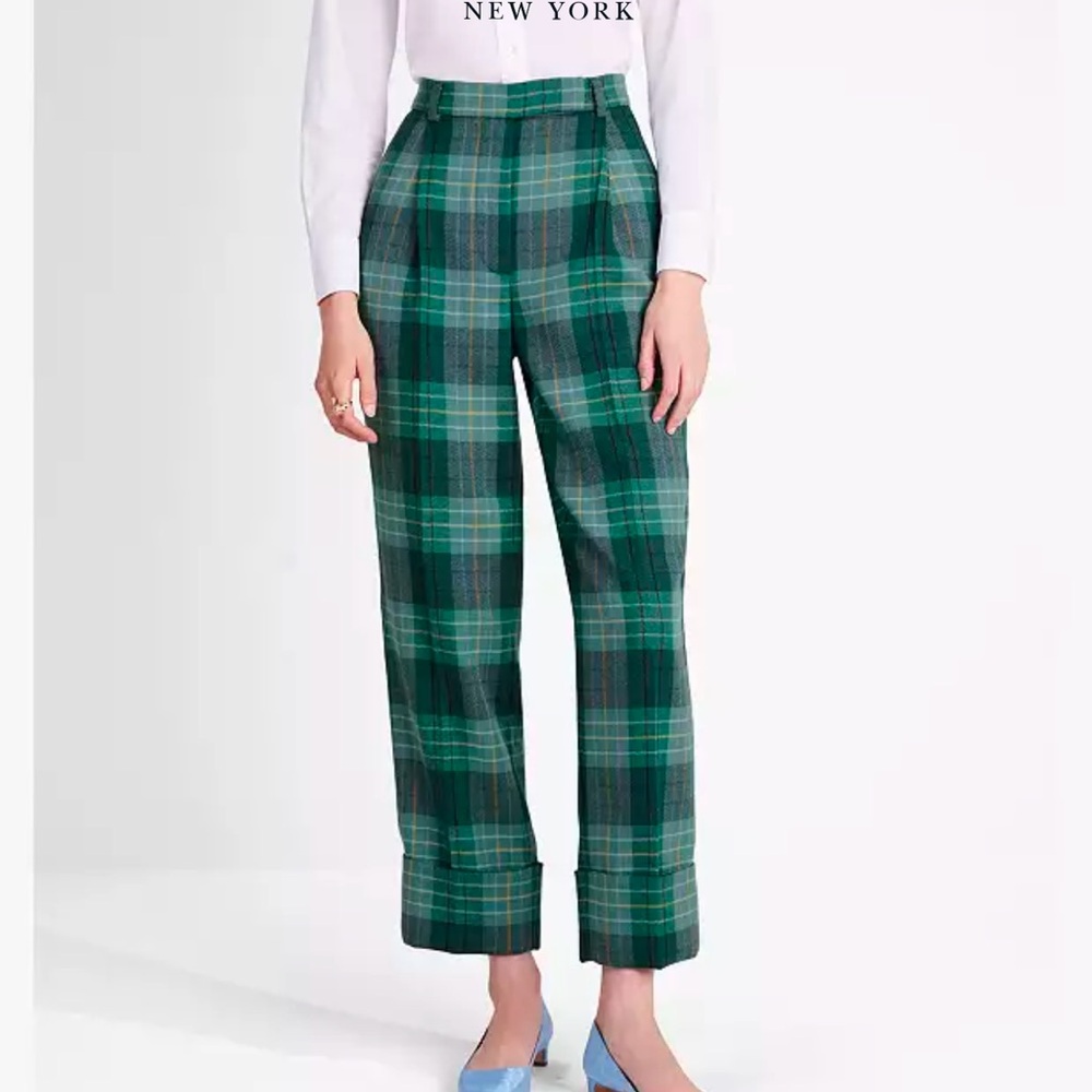 kate spade Green Plaid Trousers